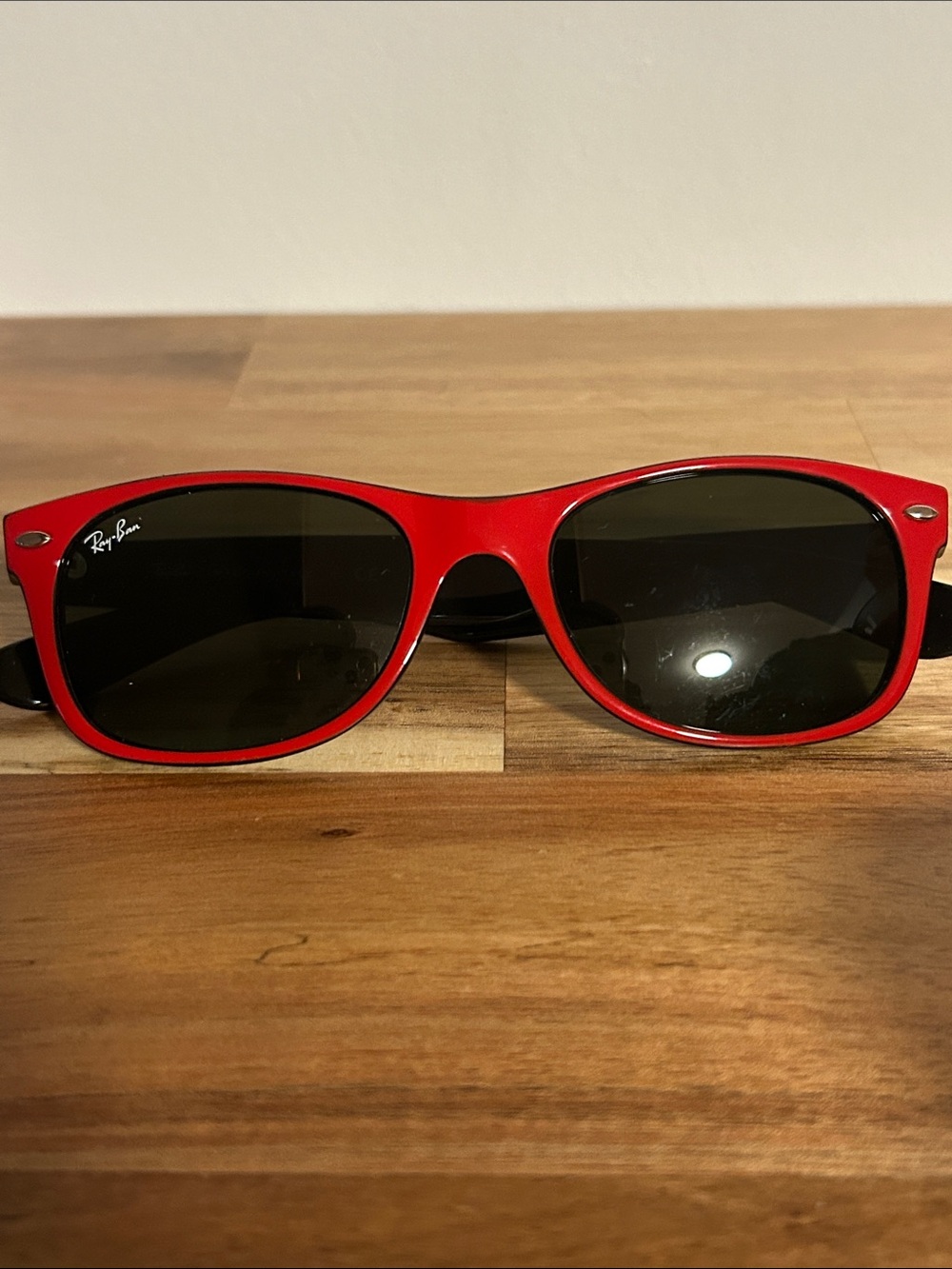 Ray- Ban New Wayfarer RB 2132 Red and Black Colorblock Sunglasses